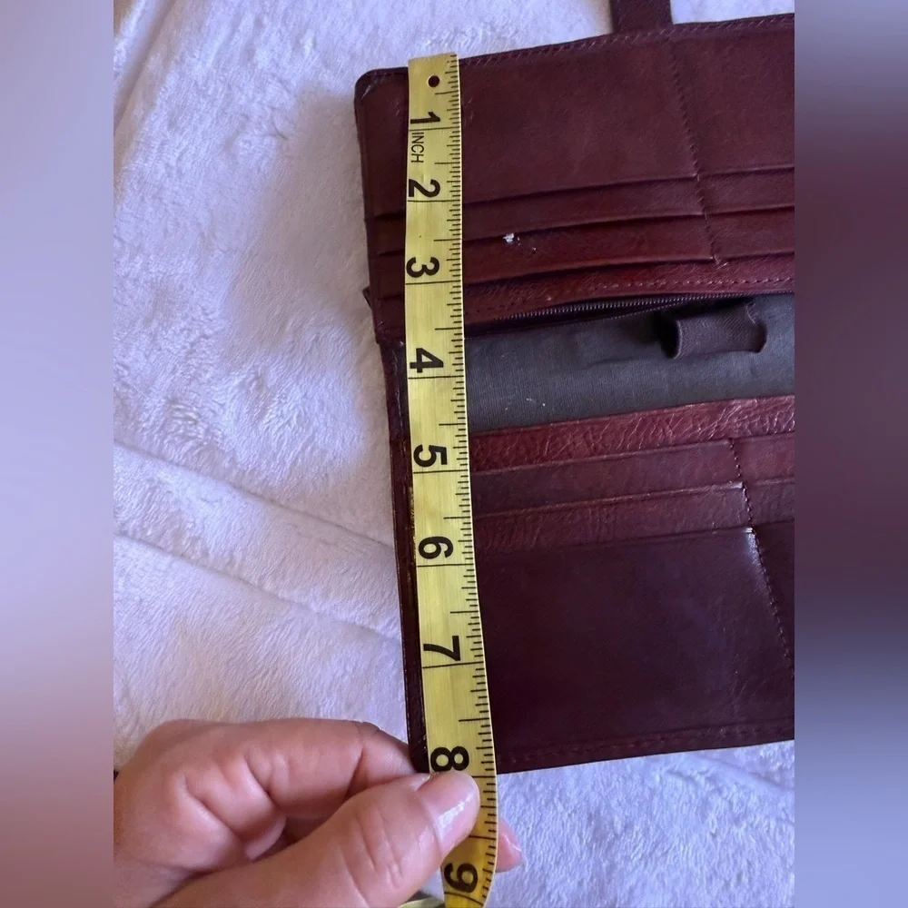 Pelle Studio Wallet Purse Brown Glaze Tri-fold Italian Leather Snip Button